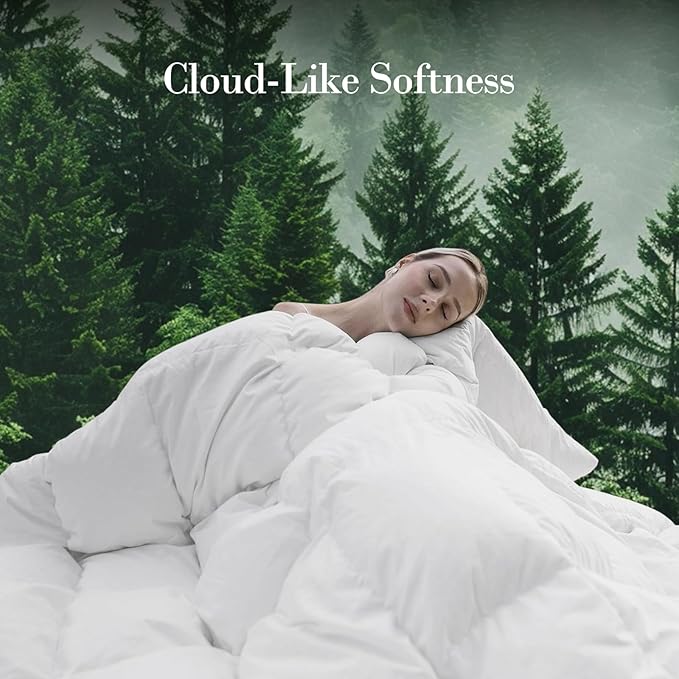 Down Fibers Comforter King Size,Luxurious All Seasons Hotel Collection Duvet Insert,54 Oz High Bulkiness Medium Warmth,Fluffy & Breathable for Bedroom, Guestroom, Hotel (White,104x96)