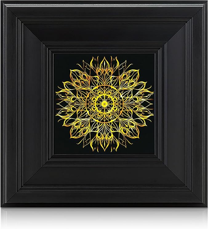 Brivoria Mandala Wall Art Home Decor, Gold Sacred Geometry Pattern with Layered Frame Design, Modern Spiritual Wall and Tabletop Display for Living Room Bedroom Meditation Yoga Space, 8x8