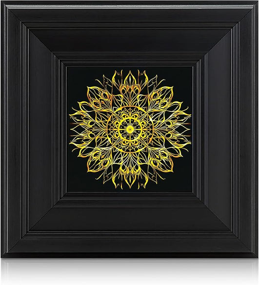 Brivoria Mandala Wall Art Home Decor, Gold Sacred Geometry Pattern with Layered Frame Design, Modern Spiritual Wall and Tabletop Display for Living Room Bedroom Meditation Yoga Space, 8x8