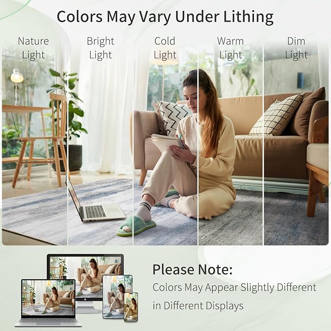 Enkor Area Rugs 5x7 Washable Non Slip Abstract Soft Rugs for Living Room Bedroom, Modern Mat for Kitchen Entryway Blue & Grey