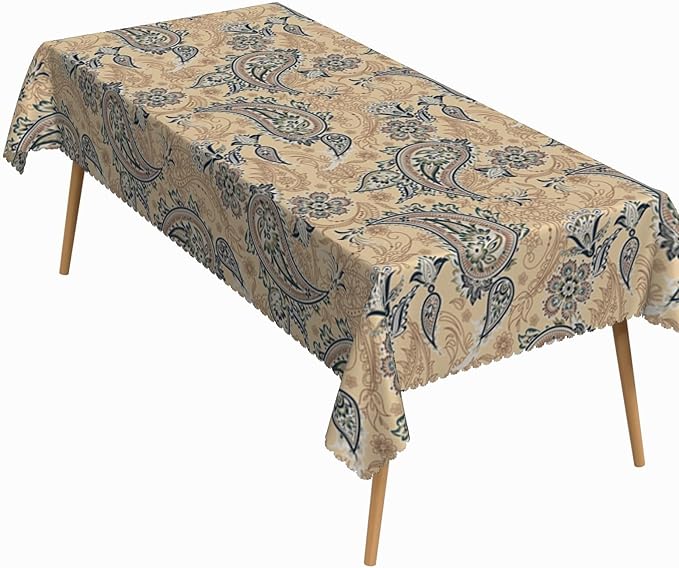 70x90 Inch Paisley Rectangular Tablecloth Retro Bohemian Floral Table Cloth Bohemian Washable Durable Table Cover for Dining Banquet Garden Home Decor