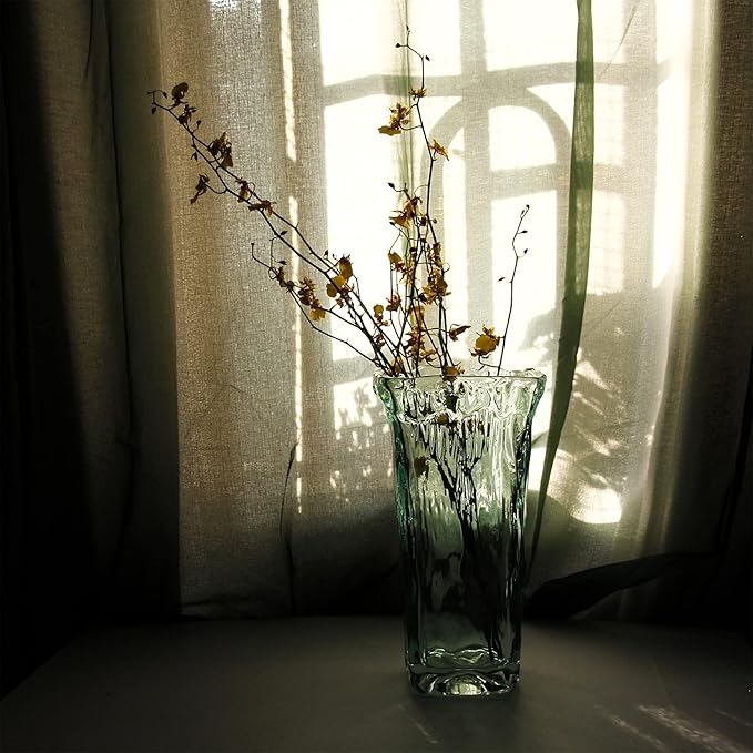 Crystal Clear Glass Flower Vase for Home Wedding Moden Centerpieces Decorative (Green)