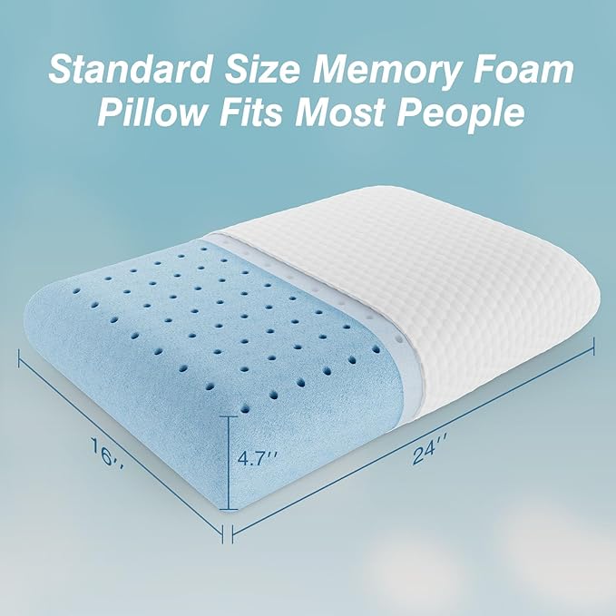 DUMOS Memory Foam Pillows for Sleeping 3 Pack, Bed Pillows for Adults with Washable Cover and Breathable Mesh, Gel Cooling Pillow for Back and Side Sleeper Support, White