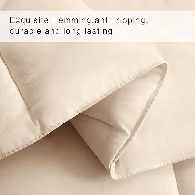 COHOME Quilted Twin/Twin XL Size Comforter - All-Season Down Alternative Duvet Insert - Luxury Hotel Soft Breathable Beige Comforter with Anti-Clump Tech & 8 Tabs- Reversible（64"x88"）