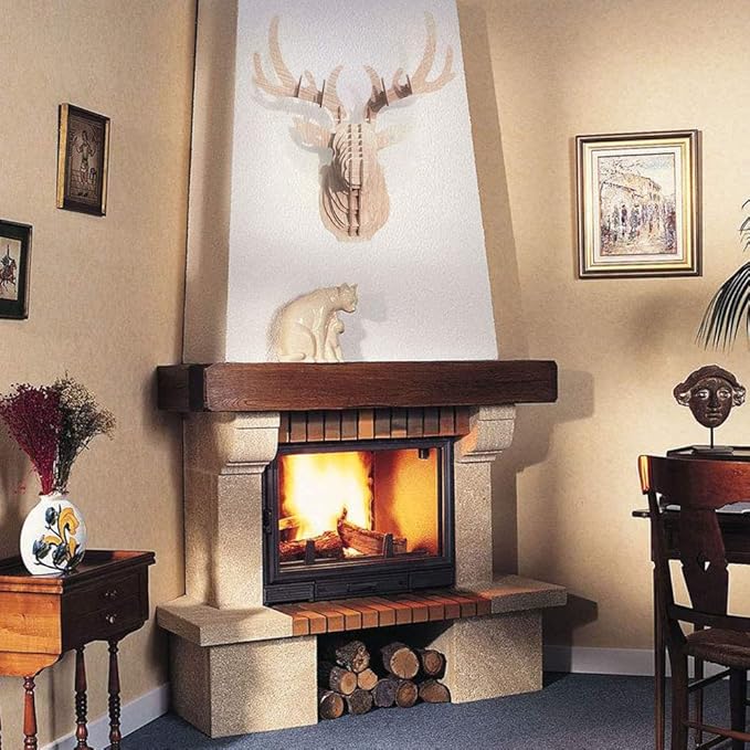 Hooshing Deer Head Wall Decor Trophy Sculpture DIY 3D Puzzle Beige, Wall Decoration for Living Room Office Home
