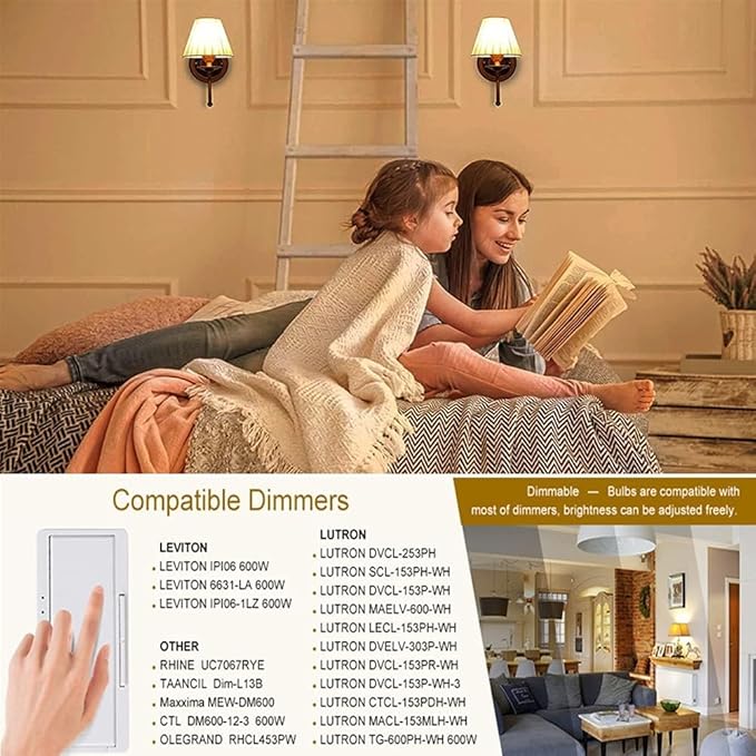 E12 LED Bulb 8W,100 watt Equivalent, Dimmable Candelabra Led Light Bulbs,Chandelier Light Bulbs 2700K Warm White,850lm Edison Bulb 4.85In,4-Pack.