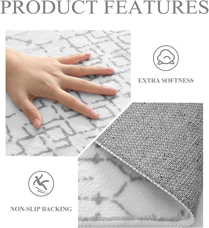 Lahome Moroccan Machine Washable Rugs - 6x9 Rug for Living Room Non-Slip Large Area Rug Lightweight Throw Non-Shed Dining Room Rug, Geometric Print White Soft Floor Carpet for Bedroom Classroom Office
