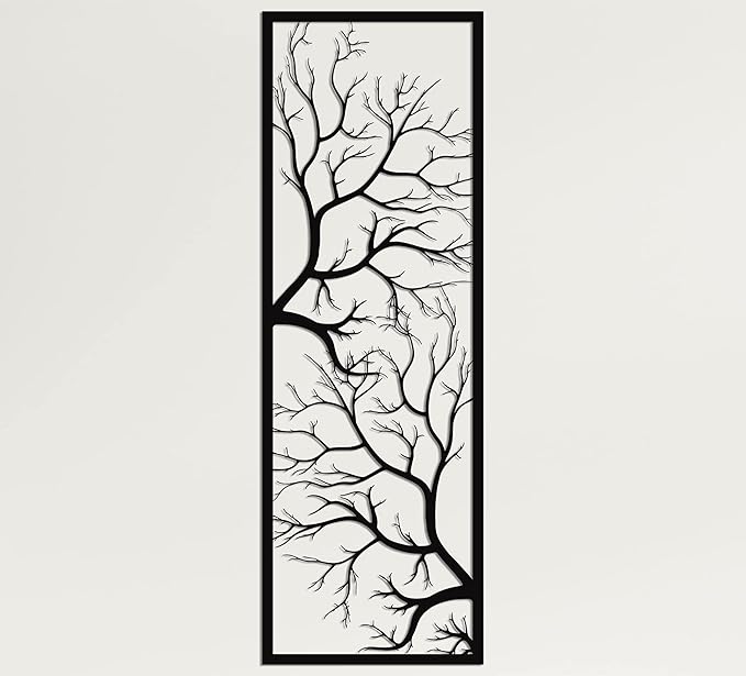 DEKADRON Metal Wall Art, Tree Wall Art, Geometric Art (16" W x 47" H / 40x118 cm)