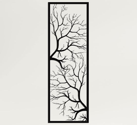 DEKADRON Metal Wall Art, Tree Wall Art, Geometric Art (16" W x 47" H / 40x118 cm)