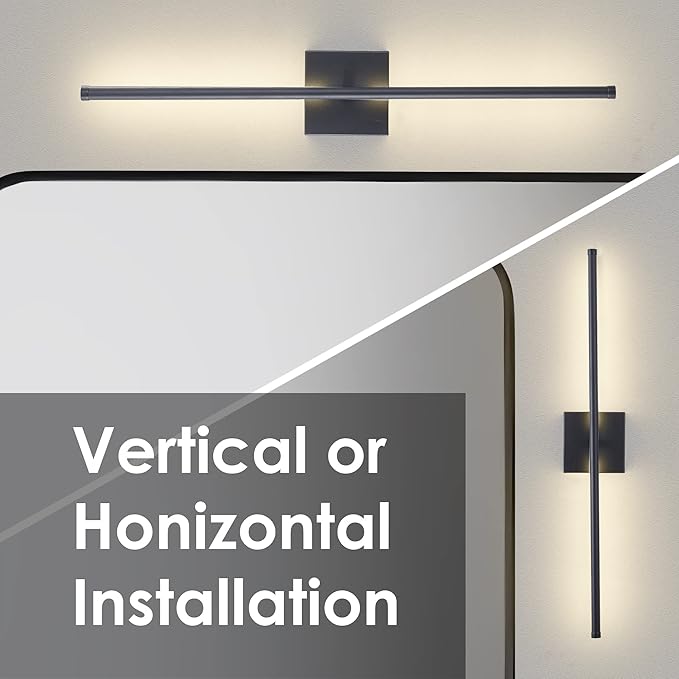 Battery Operated Wall Sconces with Remote Control, Dimmable Wall Sconces Set of Two, 350°Rotate, 3000K LED Black Wireless Wall Light for Living Room, Hallway, Bedroom, 32.2 Inch (2 Pack)