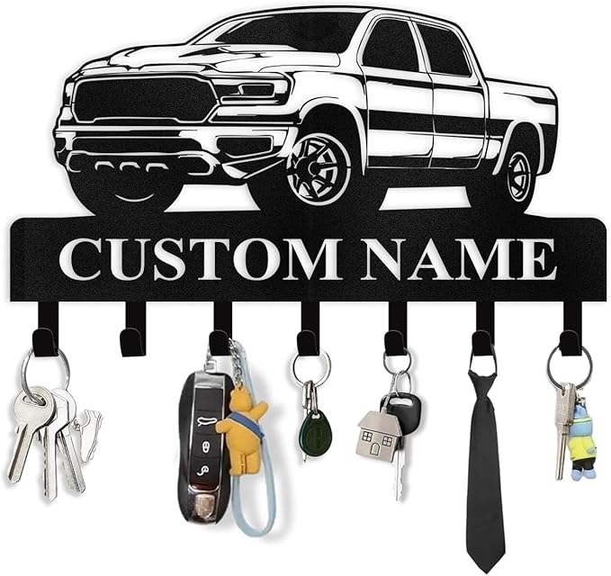 Personalized Key Holder Wall Mount - Custom Car Key Holder for Wall, Metal Coat Rack Hook Organizer, Wall Metal Decor for Living Room Hallway Office, Home Decor, Housewarming Gifts