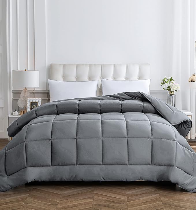 Cozynight Down Alternative Comforter-All Season Twin XL Comforters Duvet Insert with Corner Tabs-Breathable-Box Stitched Reversible Gray Comforter 68x90 inches