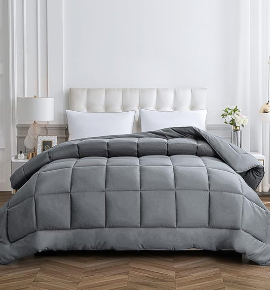Cozynight Down Alternative Comforter-All Season Twin XL Comforters Duvet Insert with Corner Tabs-Breathable-Box Stitched Reversible Gray Comforter 68x90 inches