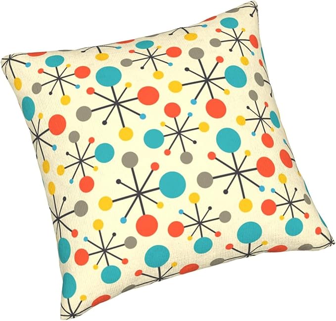 Retro Mid Century Pillow Covers 20x20 Inch Set of 2 Yellow Vintage Throw Pillow Cover Modern Retro Pattern Square Pillowcase Cushion Cases for Home Couch Bed Sofa