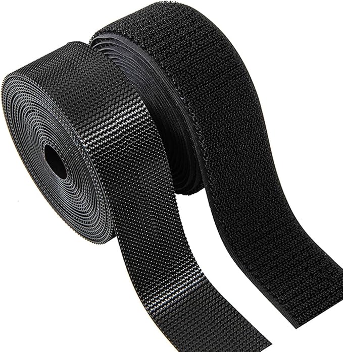 Sew on Hook and Loop Strips 1-1/2in x 3yd | Easy to Sew | Excellent Grip | Non-Adhesive Back Nylon Strips Fabric Fastener Non-Adhesive Interlocking Tape for Clothing Sewing Crafts and DIY, Black