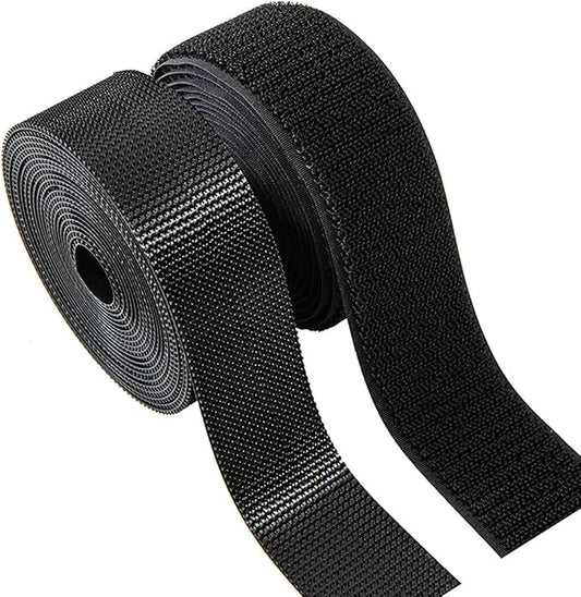 Sew on Hook and Loop Strips 1-1/2in x 3yd | Easy to Sew | Excellent Grip | Non-Adhesive Back Nylon Strips Fabric Fastener Non-Adhesive Interlocking Tape for Clothing Sewing Crafts and DIY, Black