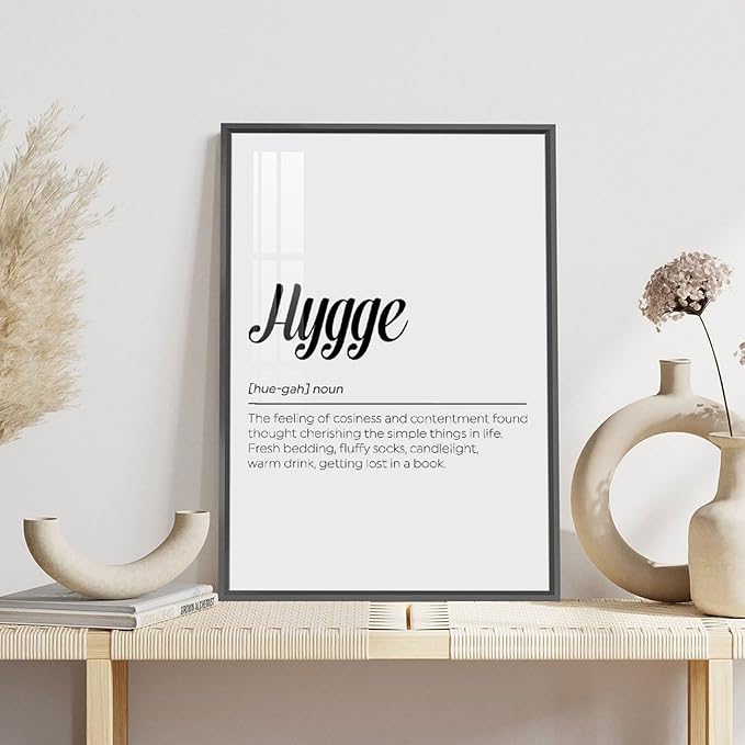 Hygge Definition Print, Family Poster, Bedroom Printable Wall Art, Living Room Typography Quote, Home Decor Poster Wall Art Bedroom Decor Office Room Kitchen Decor Aluminum Black-style 16x24inch(40x6
