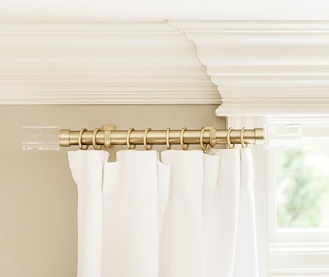 BlastHome® Luxury Curtain Rings – Premium Metal with Quiet, Smooth Nylon Inserts – Pinhooks and Clips Included – 1 1/2" Inside Diameter – 18 Rings for Two Standard Curtains – Brushed Gold