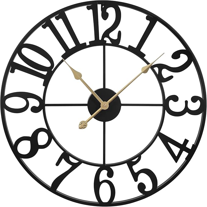 1st owned Wall Clock 13 Inch Round Large Indoor Wall Clocks Battery Operated Silent Non Ticking, Farmhouse Vintage Decorative Analog Metal Clock for Living Room, Kitchen, Bedroom Decor