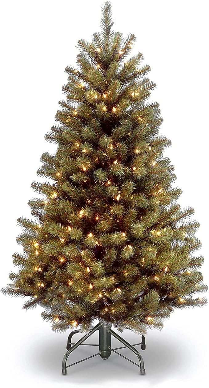 National Tree Company 4.5 ft Pre-Lit North Valley Spruce Artificial Christmas Tree, 200 Clear Lights, 398 Tips, Includes Stand, Green