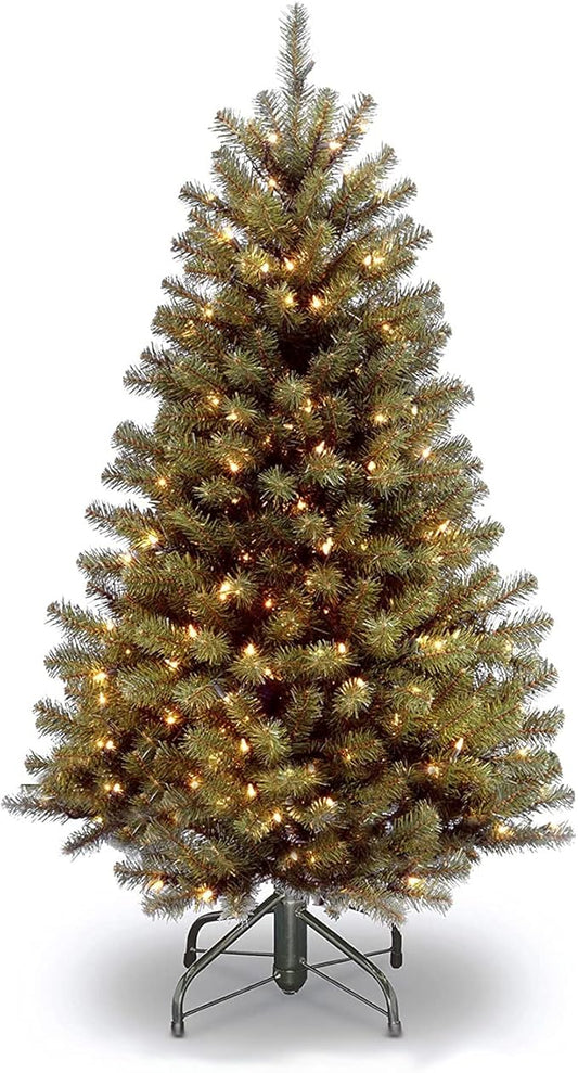 National Tree Company 4.5 ft Pre-Lit North Valley Spruce Artificial Christmas Tree, 200 Clear Lights, 398 Tips, Includes Stand, Green