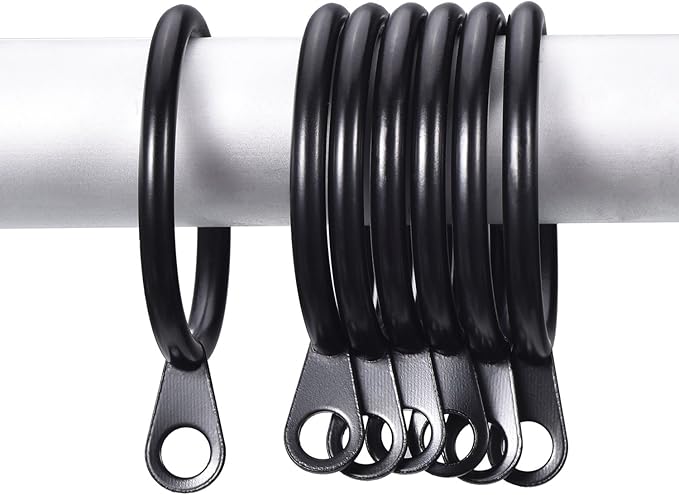Shappy 20 Pack Metal Black Curtain Rings 1.2 inch Metal Hanging Rings for Curtains and Rods Drape Sliding Eyelet Rings Internal Diameter
