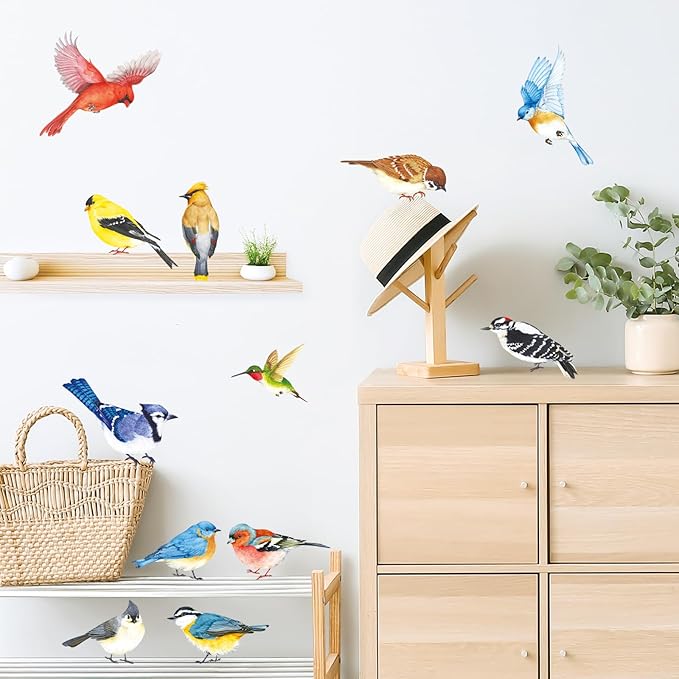 DECOWALL DS2-8042 Little Birds Wall Stickers Wall Decals Peel and Stick Removable Wall Stickers for Kids Nursery Bedroom Living Room (Small)