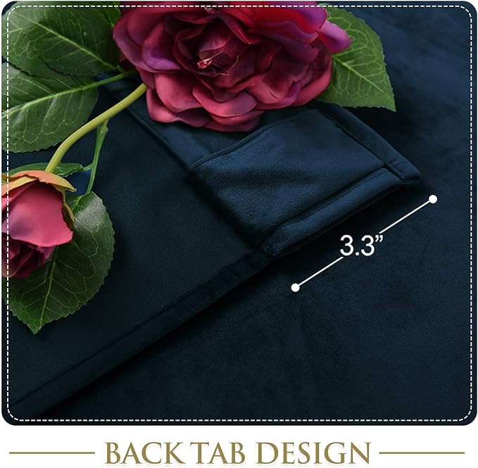 StangH Wide Navy Blue Velvet Curtains Luxury Back Tab Blackout Bedroom Drapes Heat Blocking Privacy Doorway Room Dividers for Living Room/Sliding Glass Door, W62 x L84, 2 Panels