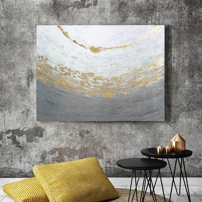 Empire Art Direct Abstract Wall Art Textured Hand Painted Canvas by Martin Edwards, Unframed, 40" x 30", Golden Tundra