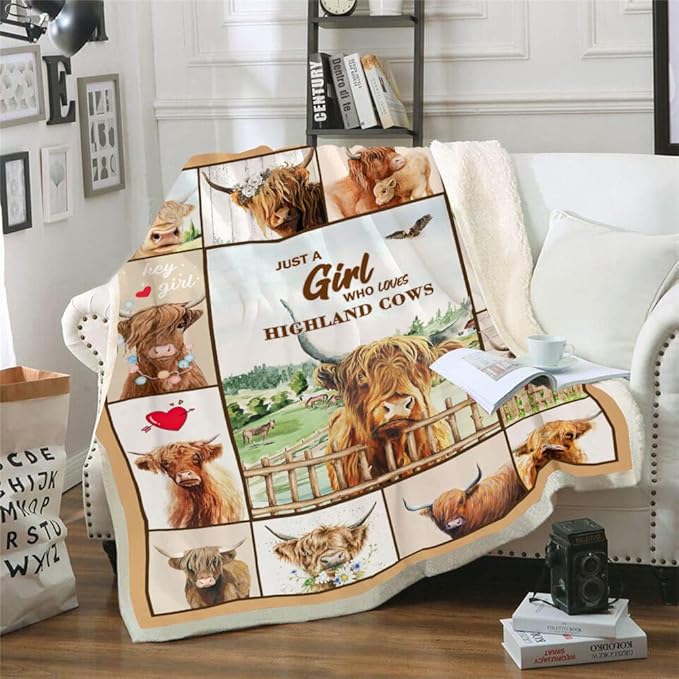Highland Cow Throw Blanket, Cow Lovers Gift, Sofa Decor, 50" x 60"