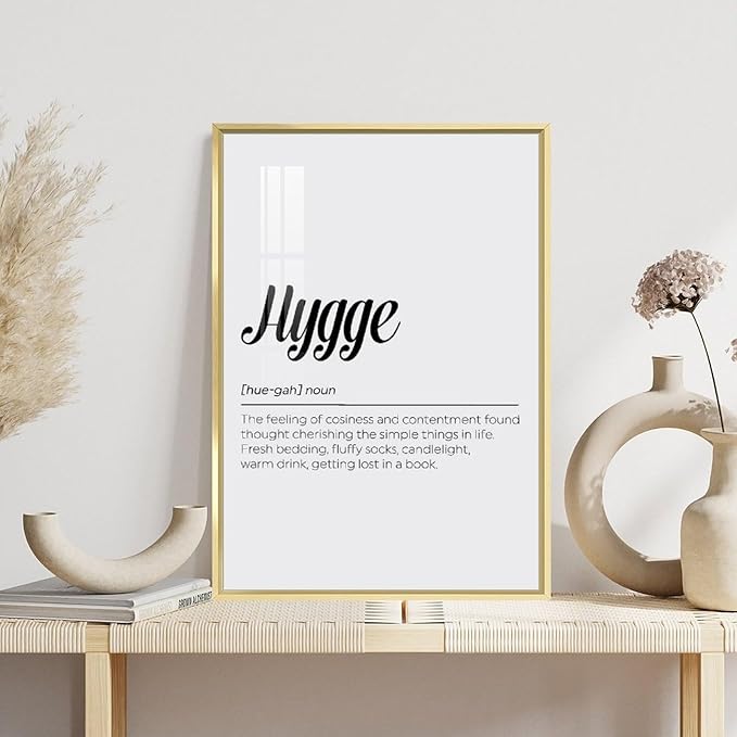 Hygge Definition Print, Family Poster, Bedroom Printable Wall Art, Living Room Typography Quote, Home Decor Poster Wall Art Bedroom Decor Office Room Kitchen Decor Aluminum Gold-style 16x24inch(40x60