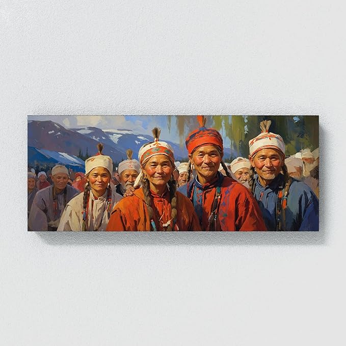 Sense Canvas Scandinavian Sami Celebrations 61 Canvas Art - Home Decor Wall Art Print Poster Painting X-Large 60x24 / 1.5"