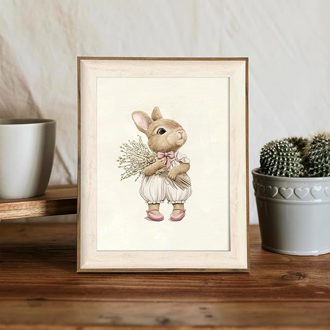 XOCUUI Pink Nursery Wall Decor Art Prints, Cute Baby Girl Room Decor, Pink Girl Wall Art Vintage Floral Wall Decor for Baby Girls' Nursery & Kids' Room - 8x10inch|Unframed