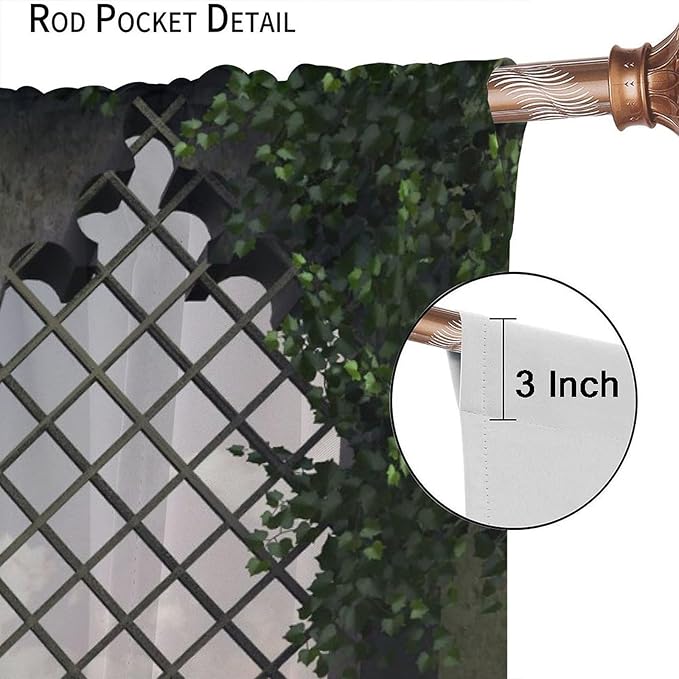 Gothic Mid Century Flower Blackout Curtains, Vintage Castle Botanical Floral Print Pattern Window Drapes, for Living Room Bedroom 21(W)*54(L) 2 Panels