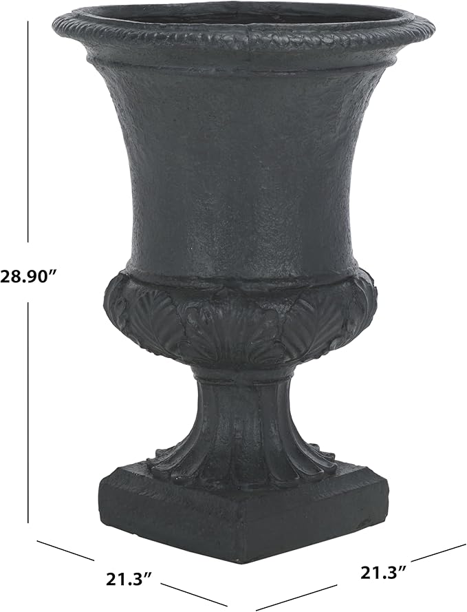 SAFAVIEH Outdoor Collection Paven Black Resin Traditional Antique Style Urn Planter Pot