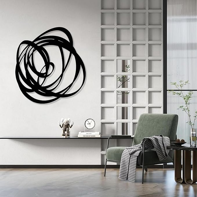 Kewhush Abstract Metal Wall Art, Modern Abstract Decor, Unique Metal Decor, Contemporary Wall Art for Living Room (White, 19"x17" | 47x43.5 cm)