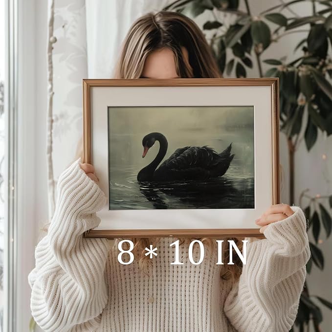 uniro Black Swan Retro Wall Art Gothic Home Decor Dark Academia Wall Art Prints Victorian Goth Print Dark Cottagecore Wall Art Moody Vintage Oil Painting Aesthetic