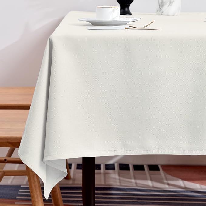 BALCONY & FALCON Extra-Large Table Cloth for 8 Foot Rectangle Tables – Waterproof & Crease-Proof Farmhouse Tablecloth for Banquet, Wedding, Baby Shower, Graduation Holiday Party (Ivory, 91" x 156")