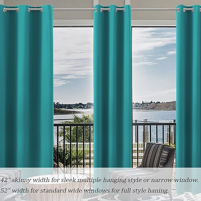 KOUFALL Sea Teal Window Living Room Curtains,Ceiling to Floor Blackout Room Darkening Drapes,96 Inch Curtains 2 Panel Set