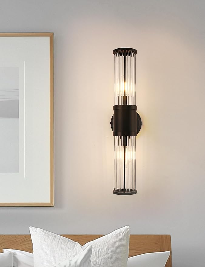 DORESshop Black Wall Sconce, 19.7” Sconces Lighting, 2-Light Modern Light Fixtures, Bathroom Vanity Light for Living Room, Bedroom, Sconces Wall Decor