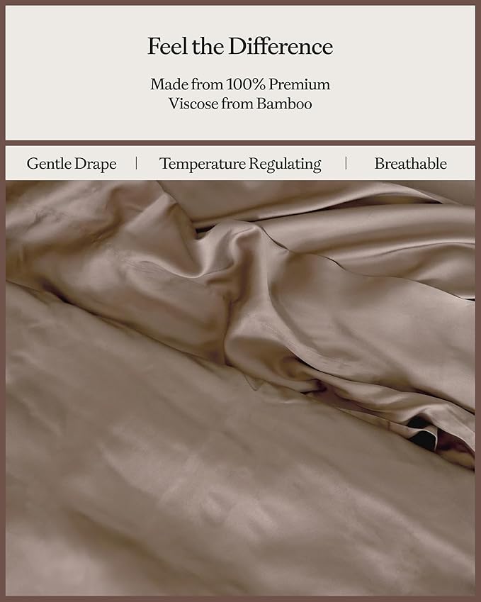 Cozy Earth Luxury Duvet Cover Twin - 100% Viscose from Bamboo - Ultra-Soft, Cooling & Lightweight Duvet Cover - Temperature-Regulating Bedding with Concealed Zip & Interior Snap Closures - Walnut