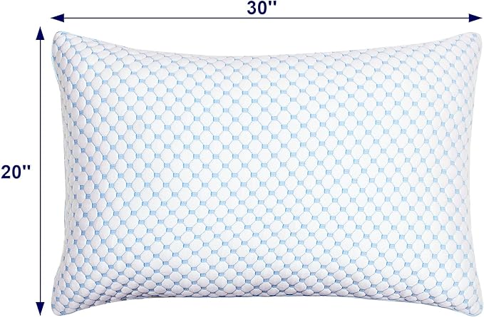 XWZO Cooling Pillow for Sleeping Queen Size Set of 1, Shredded Memory Foam Pillows Adjustable Gel Bed Pillows for Side Back Stomach Sleepers with Washable Removable Cover
