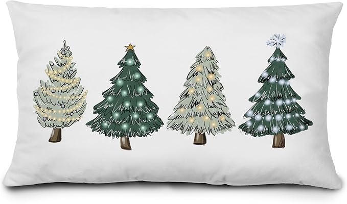 KEUSPI Green Christmas Decorations Christmas Tree Pillow Covers 12x20,Green Christmases Decor,Christmas Trees Xmas Pillow Cases Cushion Covers,Xmas Decor Pillow Covers for Bedroom