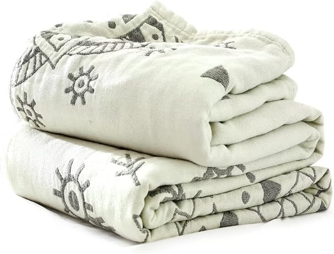 Boho Throw Blanket for Bed 100% Cotton Ultra Soft Rustic Quilt Fall Blanket Geometric Mandela Printed Farmhouse Decor Bed Blankets,60"×80" All Season Rustic Throw for Sofa Couch Chair