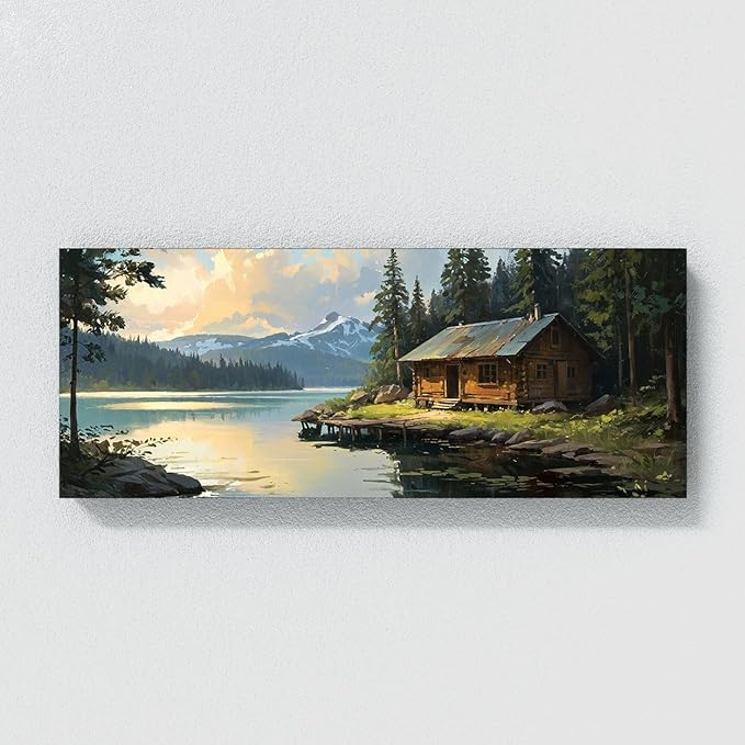 Sense Canvas Scandinavian Tranquil Forest 17 Canvas Art - Home Decor Wall Art Print Poster Painting Small 20x8 / 1.5"