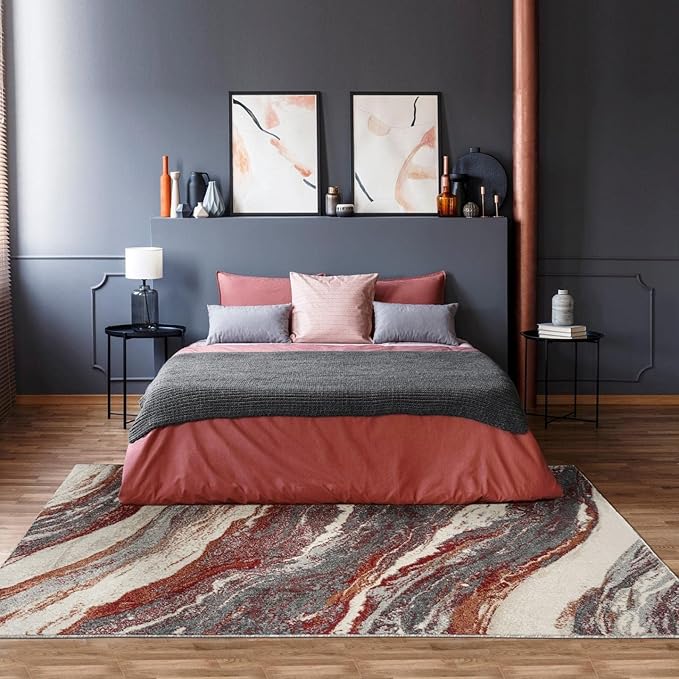 LUXE WEAVERS Lagos Collection 7983 Red 2x7 Art Deco Geometric Area Rug