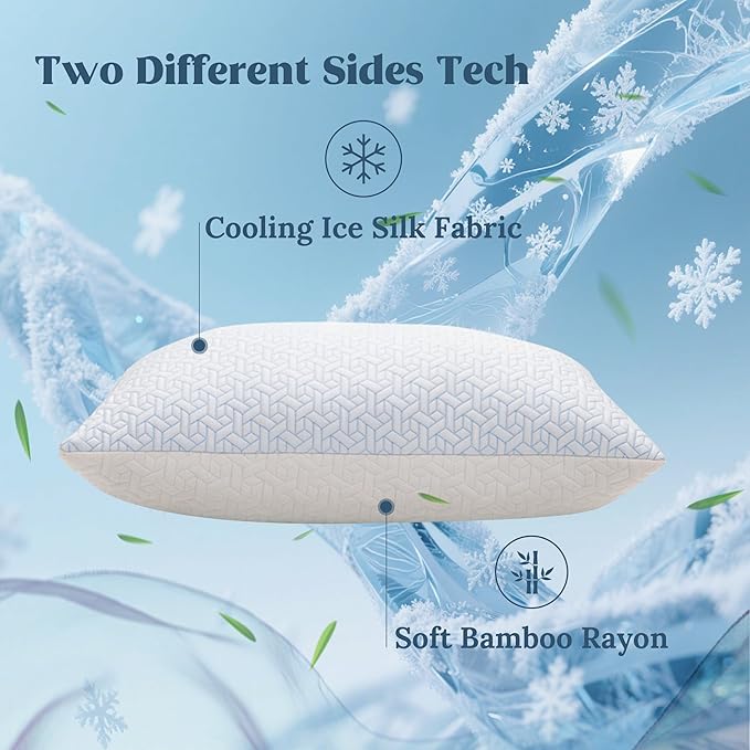 puredown® Shredded Memory Foam Pillows King Size,Cooling Pillows for Sleeping,Back and Stomach Sleepers,Adjustable Foams Bed Pillow with Zipper Removable Pillow Cover,1 Pack,20x36In