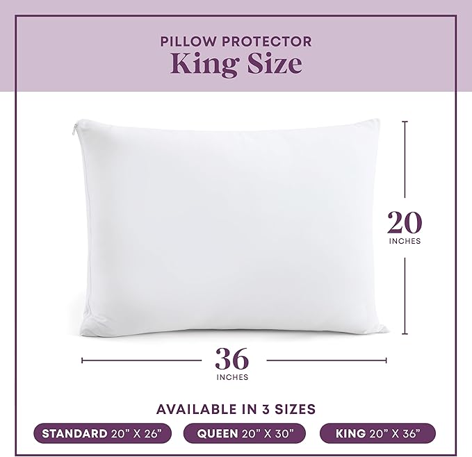 CirclesHome Pillow Protectors 6 Pack King Zippered - 100% Cotton Breathable Pillowcases - Protects Pillows from Dirt, Dust and Debris (King - Set of 6 - 20x36)