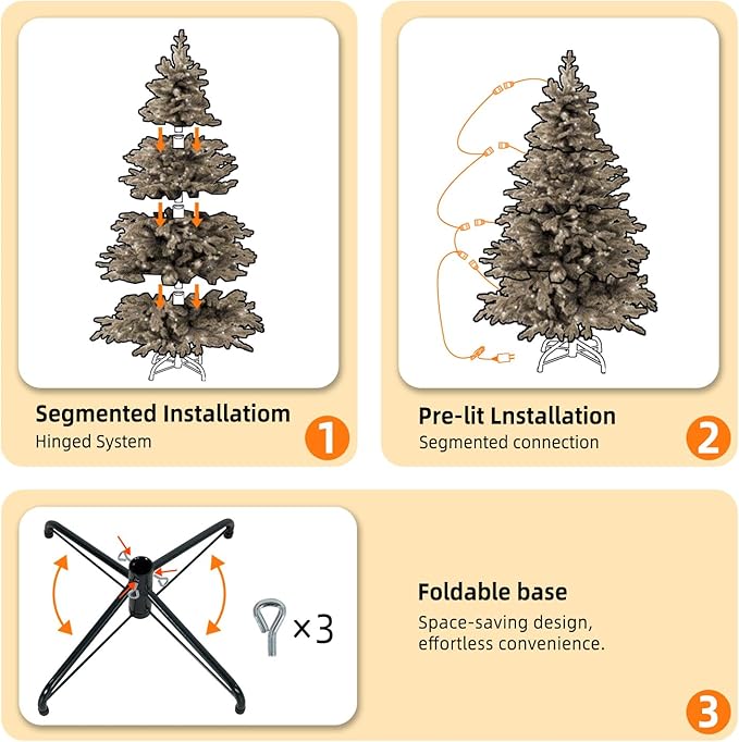7ft Snow Flocked Prelit Christmas Tree Decorations with 300 Dual-Color LED Lights, Lighted Artificial White Xmas Tree for Indoor Decor,Living Room with 1878 Tips, Metal Stand,Plug-in