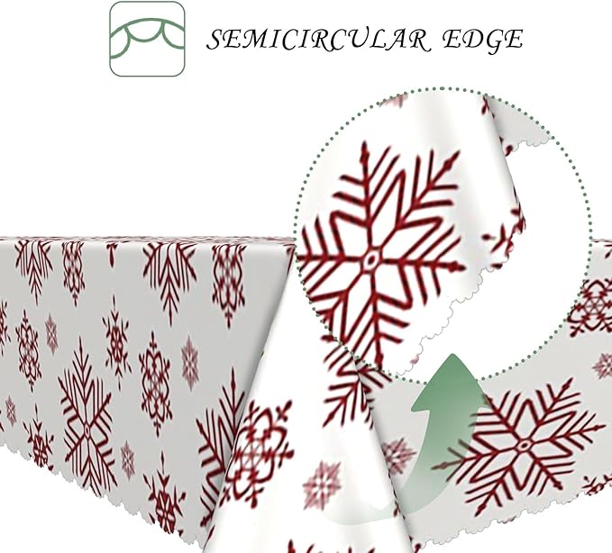 52x70 Inch Christmas Rectangle Tablecloth Winter Snowflakes Vintage Decoration Table Cloth Washable Durable Table Cover for Kitchen Dining Home Banquet Xmas Party Decor
